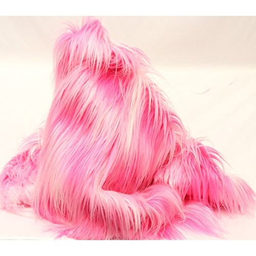 Faux Fur Fabric Long Pile 3 Tone Rainbow HOT Pink White Pink / 60...